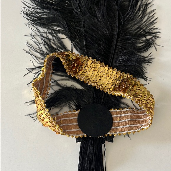 Black and Gold Feather Headband - Picture 9 of 9